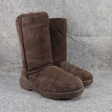 Bearpaw Shoes Women 9 Boot Winter Comfort Meadow Leather Wool Pull On Brown Tall