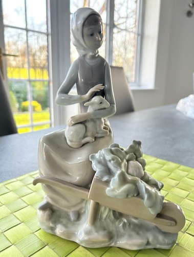 Vintage lladro girl with lamb - vintage,