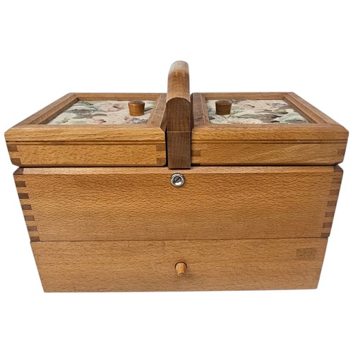 Wooden sewing box contents - wooden,