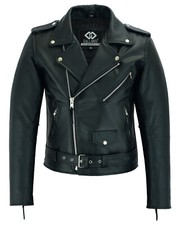 Premium Brando Biker Genuine Leather Jacket Men's Black Motorcycle Jacket
