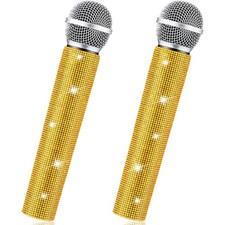 2 Pcs Glitter Microphone Props for Halloween Cosplay Party Costumes