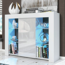 Modern Sideboard Display Cabinet I TV Stand I High Gloss Doors I Free LED Lights