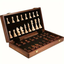 Large Chess Wooden Set Folding