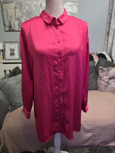 Ladies pink silky feel shirt - ladies,
