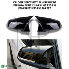 ✅ CALOTTE SPECCHIETTI M NERE LUCIDE PER BMW SERIE 1 2 3 4 X1 M2 F20 F30 E84 F87✅