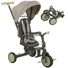AIYAPLAY 5 in 1 Foldable Kids Trike, Toddler Tricycle for 1-3 Years, Dark Green