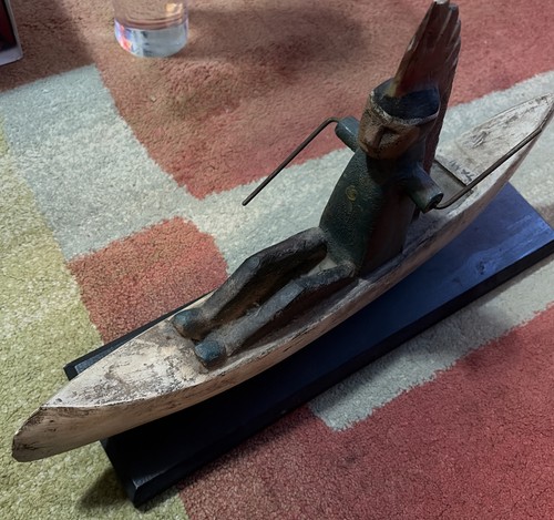 Native american canoe carved - american,