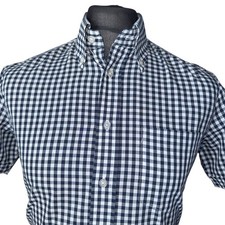 BRUTUS TRIMFIT Shirt Mens MEDIUM (38") Short Sleeve Blue & White Check