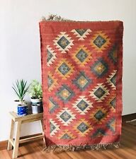 Teraditional Kilim Vintage Rug Kilim Rug Natural Handwoven Wool Jute Rug Carpet