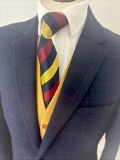 M&S Mens Blazer 40S Blue Check Tweed Style Wool Mix