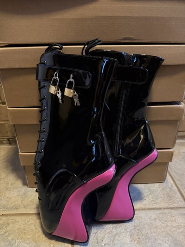 Uk9 hoof heel black pink - uk9,