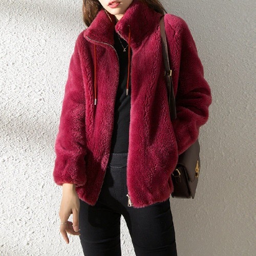 Womens fleece fluffy stand - fleece, stand-up
