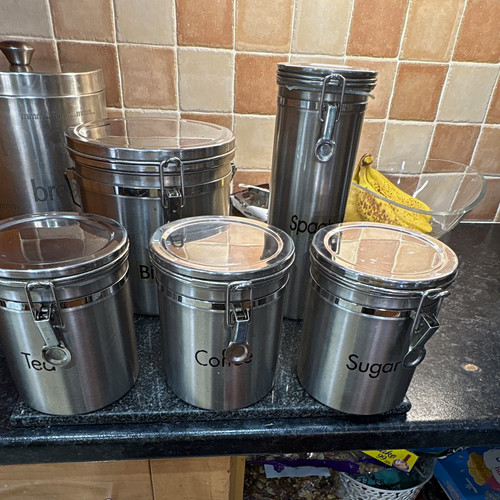 Stainless steel 5pc canister - stainless,