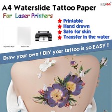 A4 Tattoo paper Temporary Water slide decal sticker Laser printer DRAW YOUR OWN
