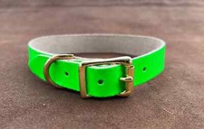 Real Leather Dog Collar 20mm Green Day Glow Great Value 7/8 Medium Size W2 B