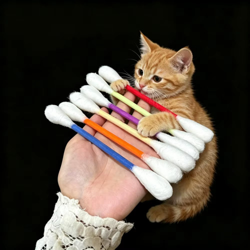 8pcs cotton swab cat - cotton,