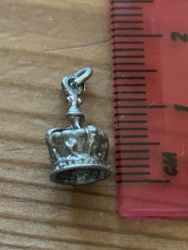 Sterling silver crown charm - sterling,