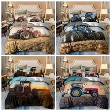 Tractor Soft Duvet Quilt Cover Bedding Set Single Double King Size Pillowcases