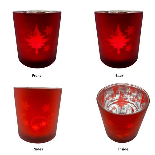 Handmade red glass tealight - red,