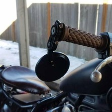 Cafe Racer Black Round Motorcycle 7/8" End Bar Side Mirrors For Honda Suzuki UK