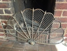 Vintage brass peacock fire screen / guard