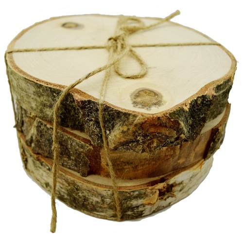 Natural wood log 3pcs slices - natural,