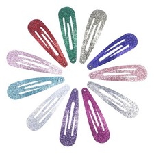 50PCS Glitter Hair Clips -1.9" Sparkly Colorful Metal Snap Barrettes for Girls