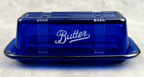 Cobalt blue glass crisscross - glass,