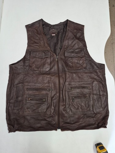 Vintage leather waistcoat - , 50"