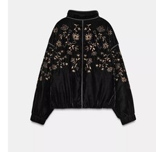 Zara EMBROIDERED VELVET PUFFER
