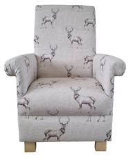 Fryetts Glencoe Stags Fabric Adult Chair Armchair Natural Deers Animals Fireside