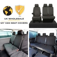 VW T5 TRANSPORTER KOMBI & SHUTTLE SEAT COVERS (2003-2015) TAILORED BLACK