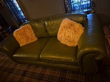 Vintage Thomas Lloyd Green Leather Sofa