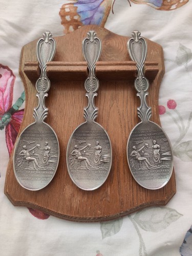 Vintage set spoons pewter - 3, +