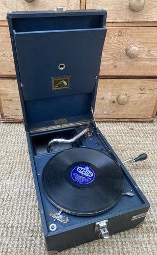 Hmv gramophone model 101 blue - gramophone,