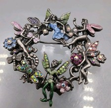 Rare Vintage Kirk’s Folly Fairy Wreath Brooch Pin Collectible 