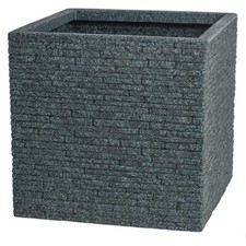 Strata Slate Square Planter, Ash - 38cm