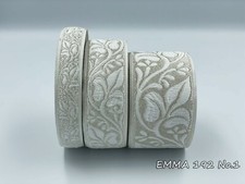 Clerical vestment semi-metallic Jacquard Trim Silver with leaves 2,5-4 and 6cm 