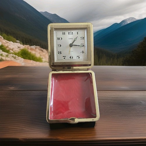 Vintage coral travel alarm - travel,