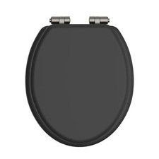 Heritage Black Toilet Seat with Soft Close Brushed Nickel Hinges