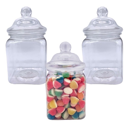 Square plastic storage jars - square,