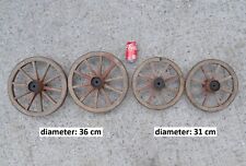 4x small vintage old wooden cart wagon wheels wheel 36 cm / 31 cm
