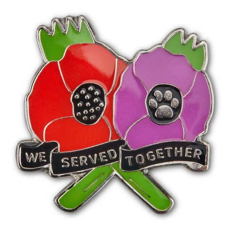 Purple red flower pin badge - red,