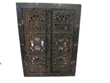 Small Antique India Pierced Wood Window or Door Screen