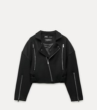 £119 BNWOT ZARA PREMIUM MANTECO WOOL BLEND BIKER AVIATOR JACKET COAT  S UK 10 12