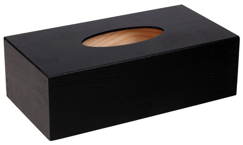 Black wooden tissue box - , napkin