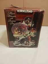 Kirkland Christmas Musical 3 Snow Globes Snowman Winter Cave Revolving Base 10"