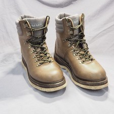 Simms Men Brown Leather Fishing Wading Boots Lace Up Comfort Felt Bottom Outdoor