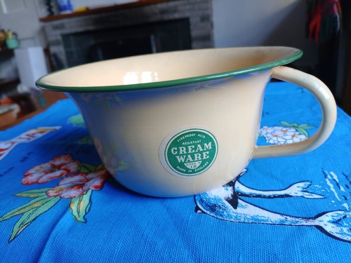 Vintage enamel cream ware - cream,