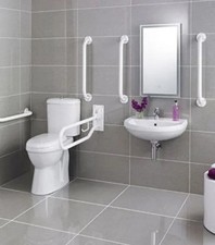 Disabled Bathroom Suite Low Level Comfort Height DocM Pack Toilet Rails WH